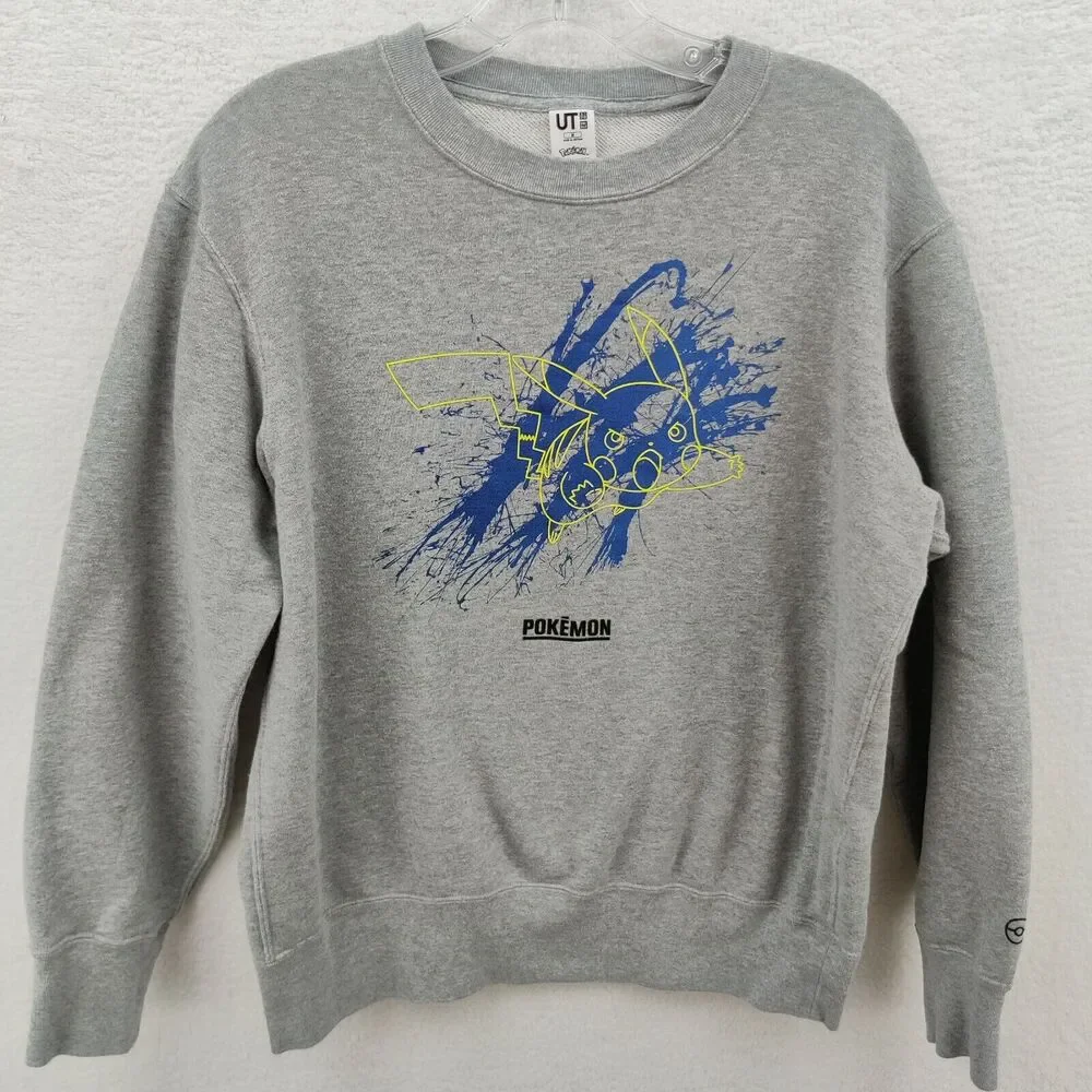 Pokemon Pikachu Meets Artist Graphic Sweatshirt Youth Size M 8 Gray Anime Japan